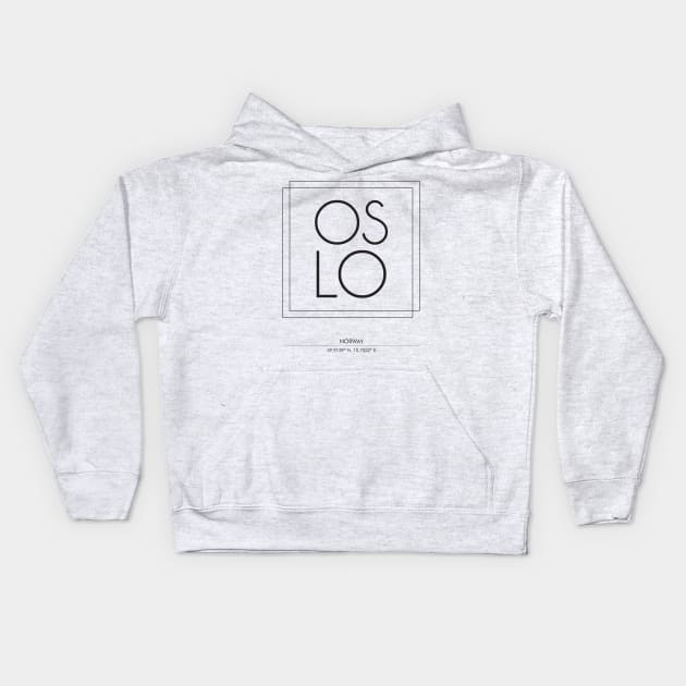 Oslo City typography 2 Kids Hoodie by StudioGrafiikka